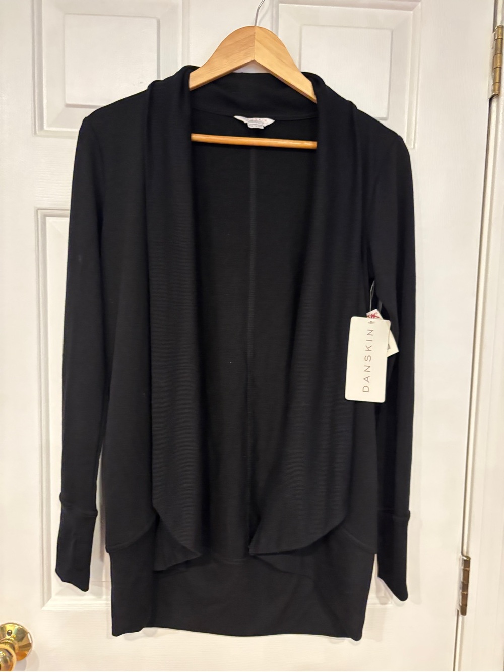 NWT Danskin Black Open-Front Draped YOGA Wrap XS